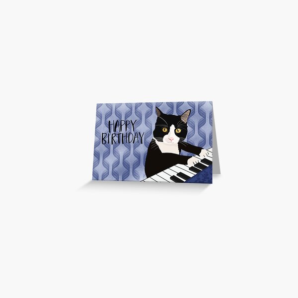 Item preview, Cat Piano Birthday Card designed and sold by ArtByAnyaR.