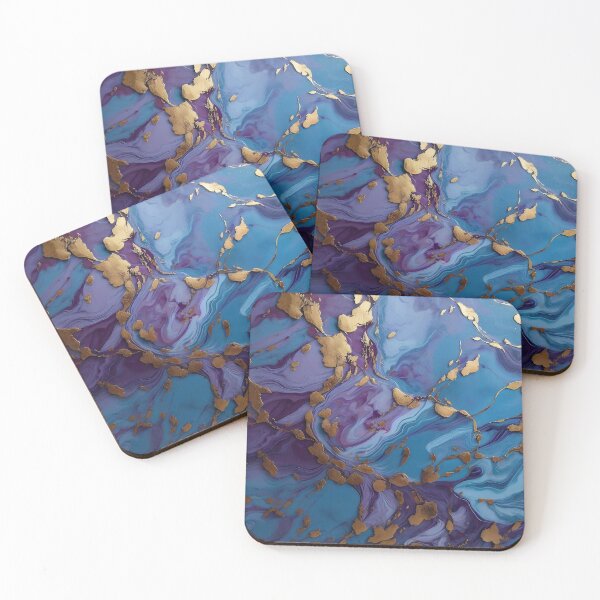 Artikelvorschau, Abstraktes, fließendes Farbmuster aus violett-blauem Goldmarmor entworfen und verkauft von Scarlet Swan.