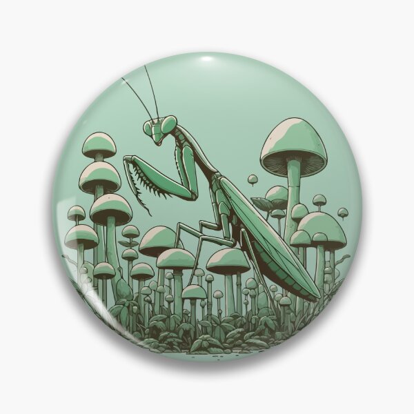 Item preview, Praying Mantis in Mushroom Garden designed and sold by TomFrontierArt.