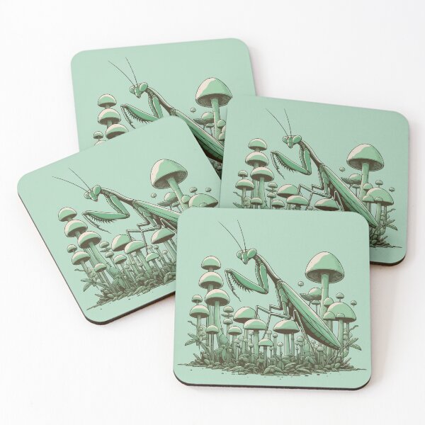 Item preview, Praying Mantis in Mushroom Garden designed and sold by TomFrontierArt.