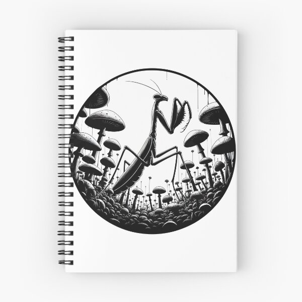 Item preview, Monochromatic Praying Mantis in Mushroom Garden designed and sold by TomFrontierArt.