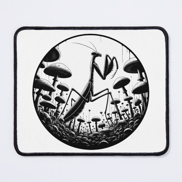 Item preview, Monochromatic Praying Mantis in Mushroom Garden designed and sold by TomFrontierArt.
