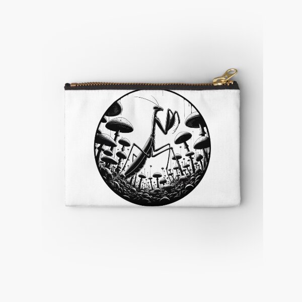 Item preview, Monochromatic Praying Mantis in Mushroom Garden designed and sold by TomFrontierArt.