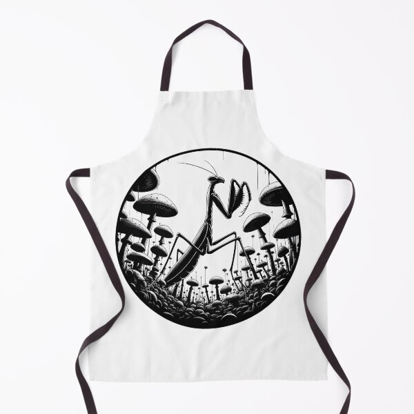 Item preview, Monochromatic Praying Mantis in Mushroom Garden designed and sold by TomFrontierArt.