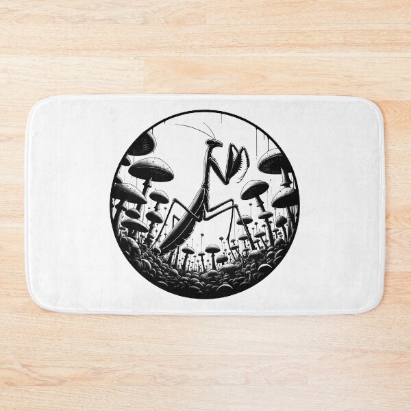 Item preview, Monochromatic Praying Mantis in Mushroom Garden designed and sold by TomFrontierArt.