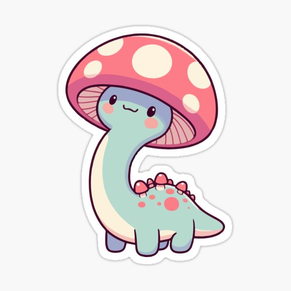 Artikel-Vorschau von Kawaii einfacher Pilzhut Dinosaurier Brontosaurus, designt und verkauft von TomFrontierArt.