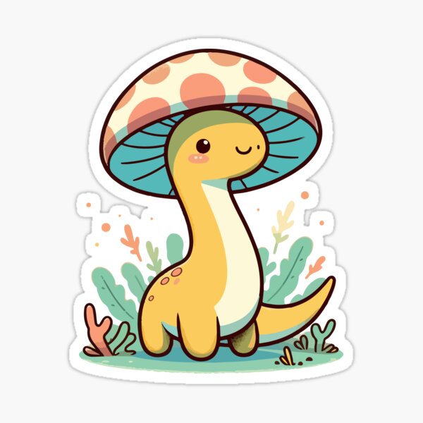 Item preview, Kawaii simple Mushroom Hat Dinosaur Brontosaurus designed and sold by TomFrontierArt.