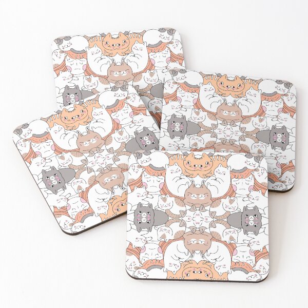 Item preview, cats kawaii doodle patterned designed and sold by ZenReiArt.