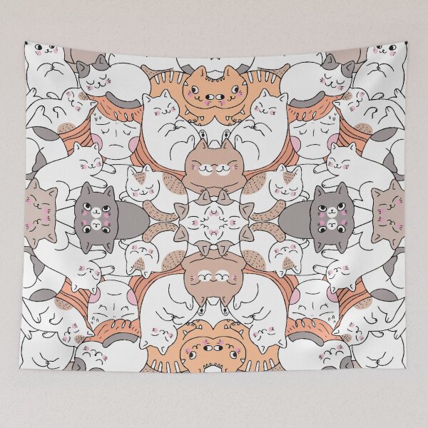 Item preview, cats kawaii doodle patterned designed and sold by SpartanDStore.