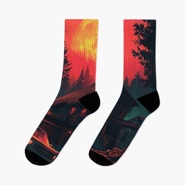 Item preview, Dramatic Village Silhouette in Enchanting Dark Sunset designed and sold by JojoArtEvo.