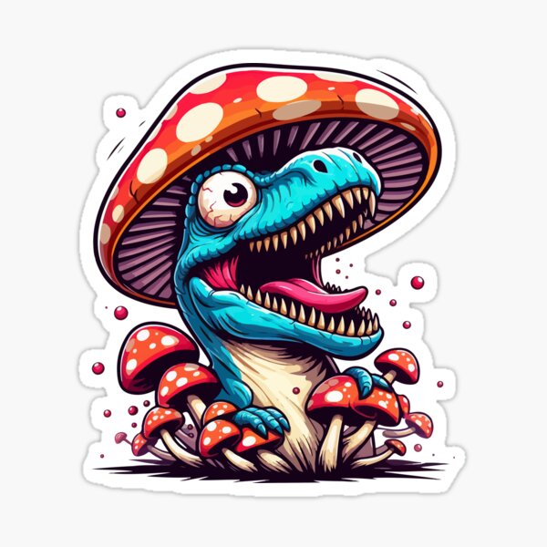 Artikel-Vorschau von Verrückter Velociraptor-Pilzhut-Dinosauriergarten, designt und verkauft von TomFrontierArt.