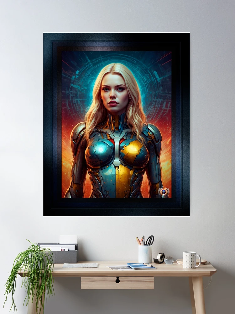 Designed For Battle Stunning AI Concept Art Portrait by Xzendor7 Room Decor Poster Art Print