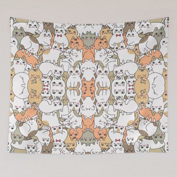 Item preview, Detailed cats kawaii doodle patterned designed and sold by SpartanDStore.