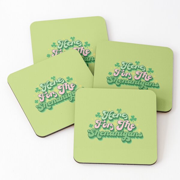 Item preview, Here For The Shenanigans Retro Green Shamrock St Patrick's Day designed and sold by ArtMeetsPizza.