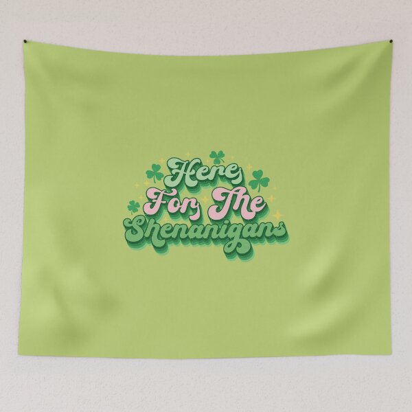 Item preview, Here For The Shenanigans Retro Green Shamrock St Patrick's Day designed and sold by ArtMeetsPizza.