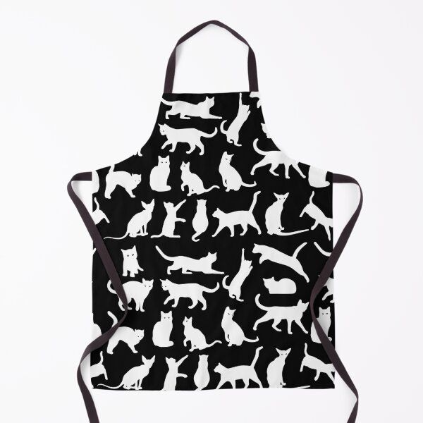 Item preview, White cats against black background - doodle pattern designed and sold by SpartanDStore.