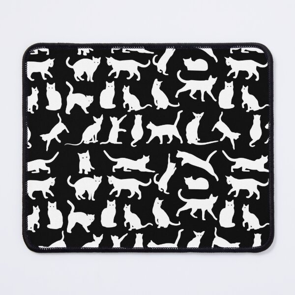 Item preview, White cats against black background - doodle pattern designed and sold by SpartanDStore.