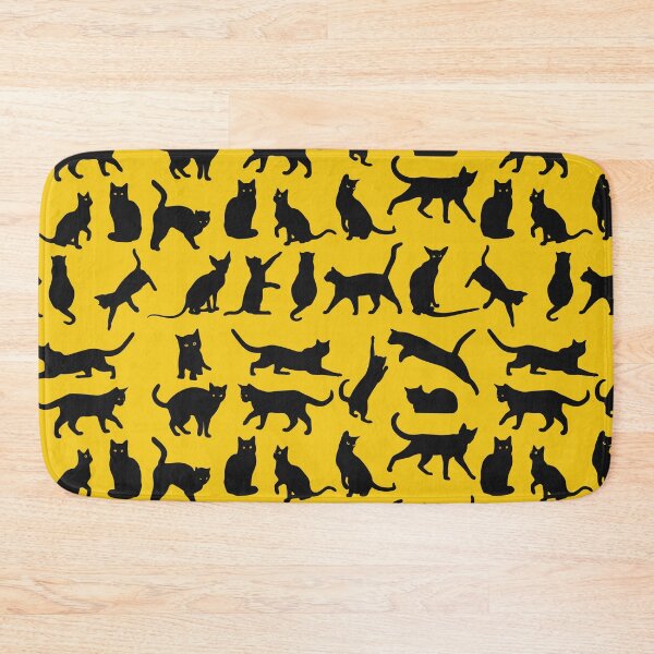 Item preview, Black cats against yellow background - doodle pattern designed and sold by SpartanDStore.