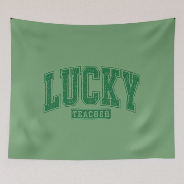 Item preview, Lucky Teacher Distressed Retro College Shamrock St Patrick's Day designed and sold by ArtMeetsPizza.