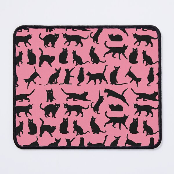 Item preview, Black cats against pink background - doodle pattern designed and sold by ZenReiArt.