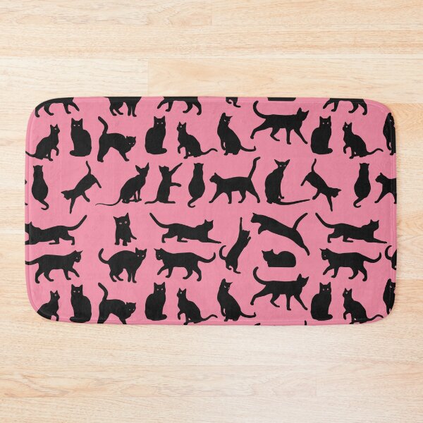 Item preview, Black cats against pink background - doodle pattern designed and sold by ZenReiArt.