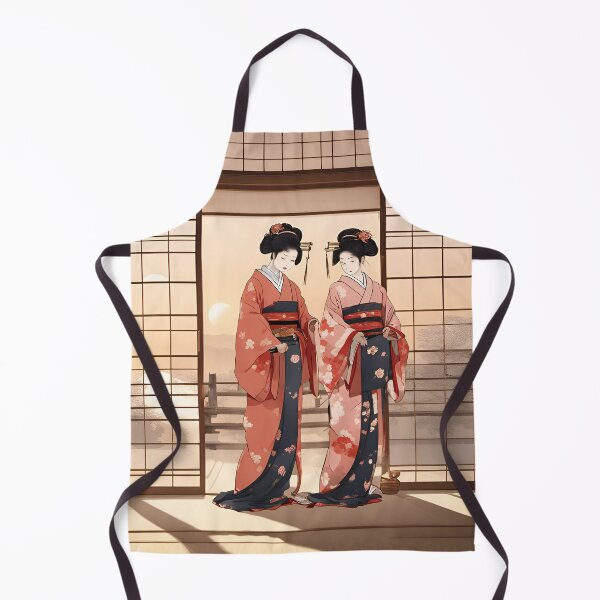 Item preview, Two geisha in kimono near traditional japanese shoji, in the sunrise, okiya,sliding door,vintage designed and sold by Coolparrotgirl.