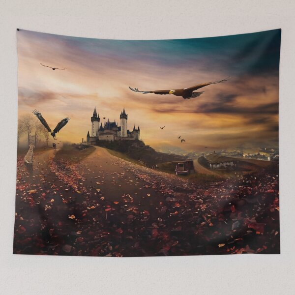 Item preview, eagle attacks wolf while dog calmly watches designed and sold by ffcstore.