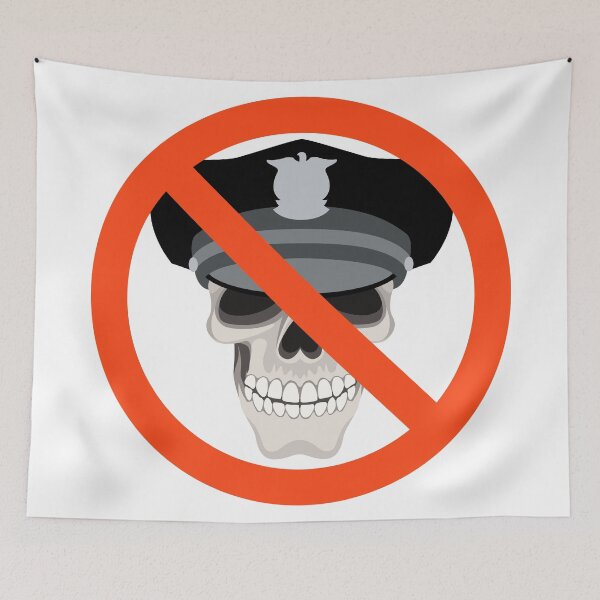 Item preview, Sign no police violence, police officer skull designed and sold by wectorworld.