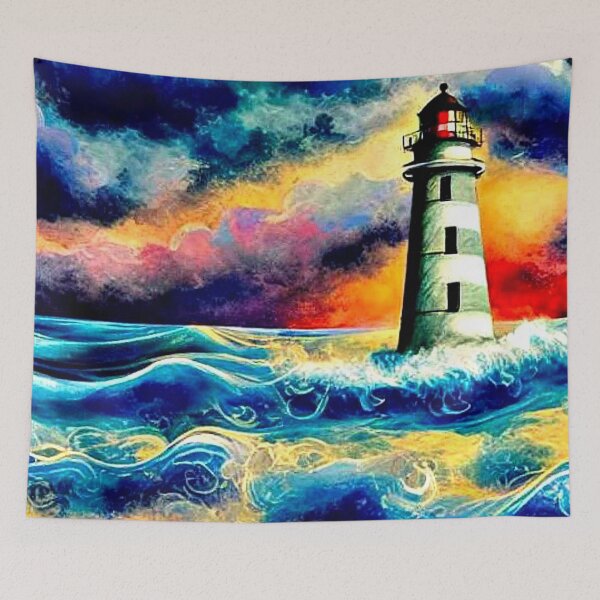 Item preview, Lighthouse in rough sea designed and sold by George Hutton Hunter.