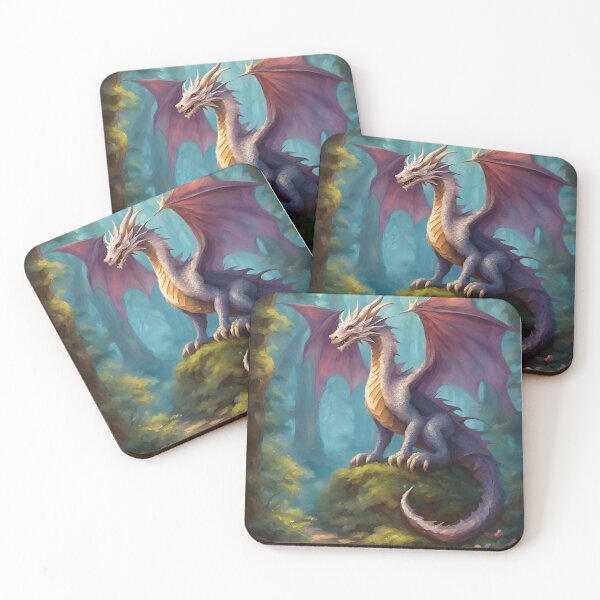 Item preview, Purple Dragon in the enchanted forest  - oil painting  designed and sold by Fantasy Cache.