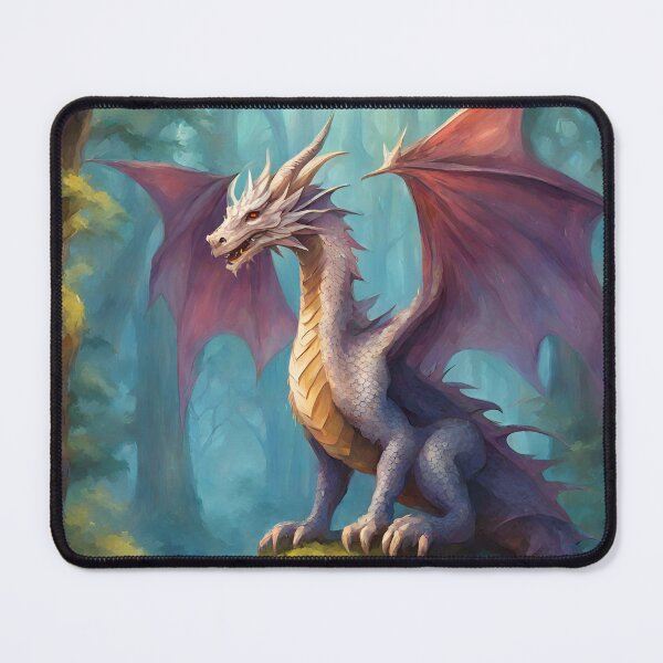 Item preview, Purple Dragon in the enchanted forest  - oil painting  designed and sold by Fantasy Cache.
