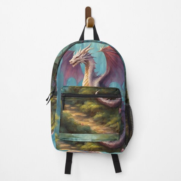 Item preview, Purple Dragon in the enchanted forest - oil painting designed and sold by Fantasy Cache.
