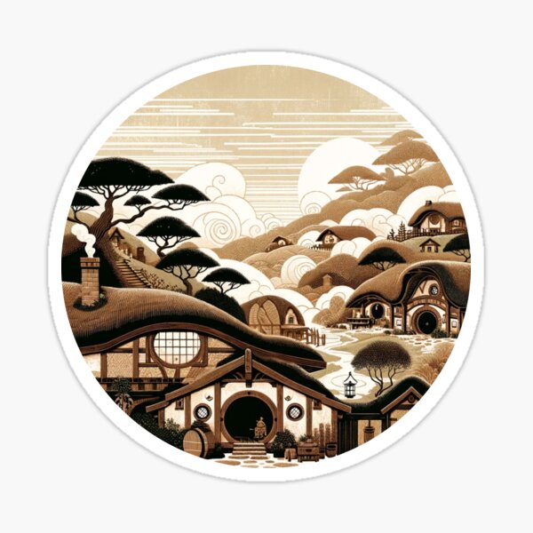 Item preview, Tranquil Shire: Hobbiton in Japandi Style designed and sold by MythicBiscuit.