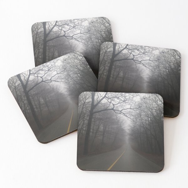 Item preview, A spooky forest road with barren trees creating a foggy canopy designed and sold by AlishaWatson.
