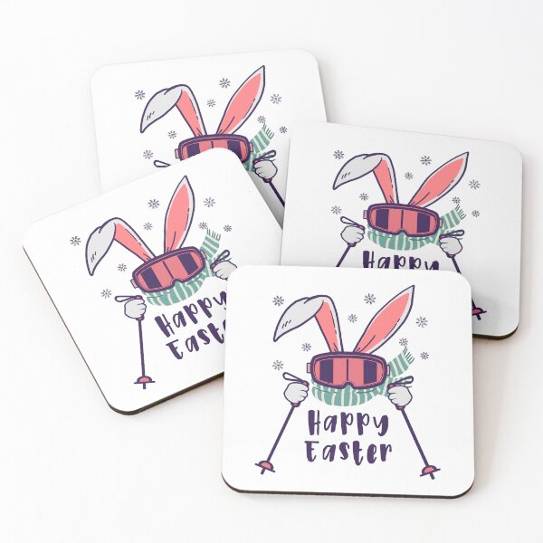 Item preview, Happy Easter from Skiing Rabbit with ski poles designed and sold by HandicraftArt.