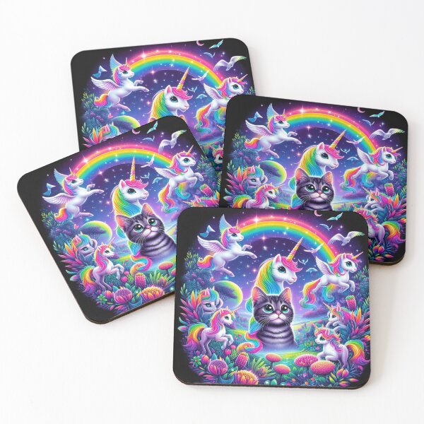 Item preview, Enchanted Night - A Magical Blend of Unicorns and a Mystical Cat designed and sold by Wonderall.