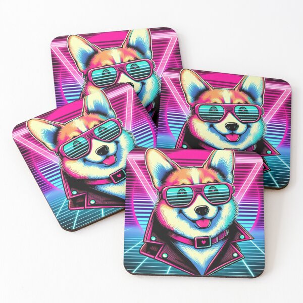 Item preview, Synthwave Corgi designed and sold by BeneathBrkenSky.