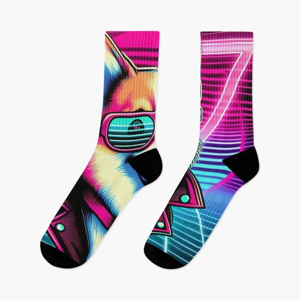 Item preview, Synthwave Corgi designed and sold by BeneathBrkenSky.
