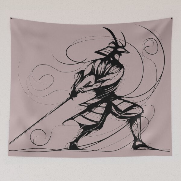 Item preview, Samurai in dynamic pose, swirling lines create motion designed and sold by ArtComixHaven.