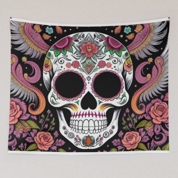 Item preview, Winged Floral Sugar Skull designed and sold by TheDarkWardrobe.