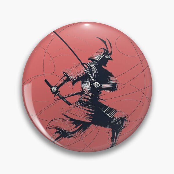 Item preview, Samurai in dynamic pose, swirling lines. designed and sold by ArtComixHaven.