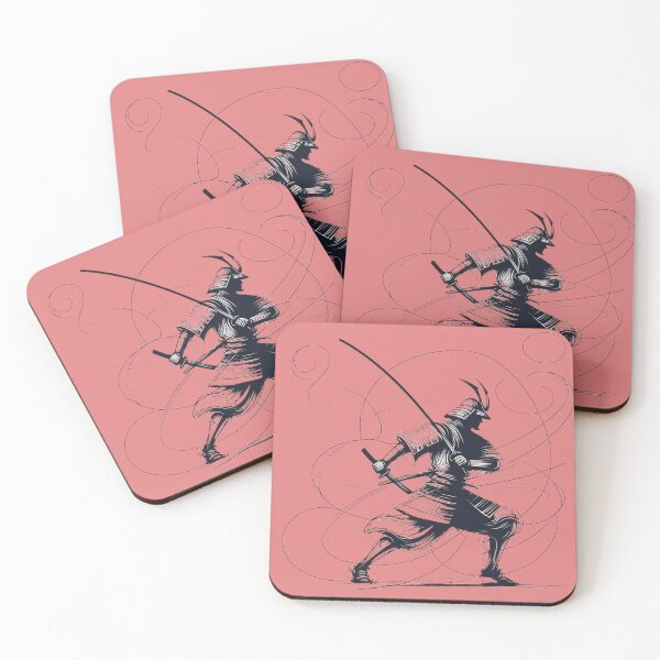 Item preview, Samurai in dynamic pose, swirling lines. designed and sold by ArtComixHaven.