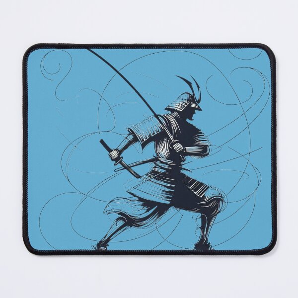 Item preview, Samurai in dynamic pose, swirling lines. designed and sold by ArtComixHaven.