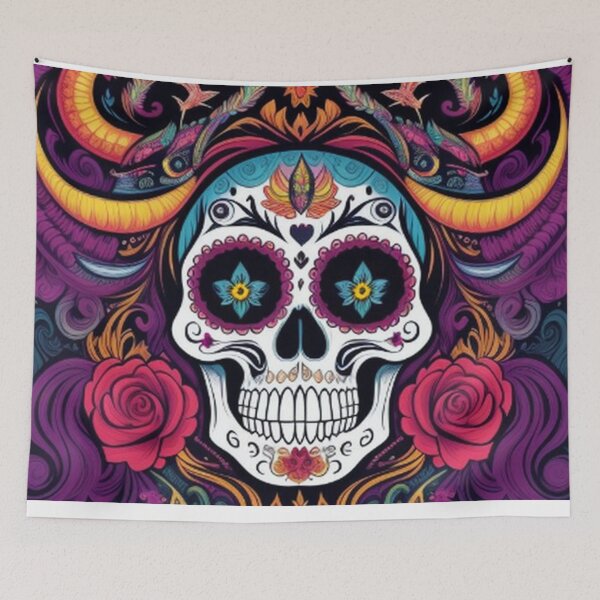 Item preview, Colorful Floral Sugar Skull designed and sold by TheDarkWardrobe.