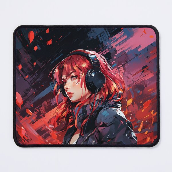 Item preview, Red-Haired Anime Girl With Headphones designed and sold by CoryDS.