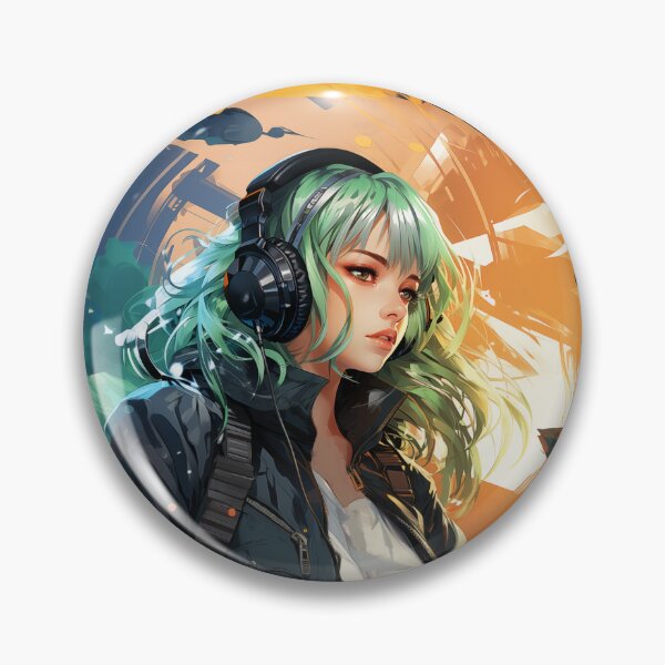 Item preview, Green-Haired Anime Girl With Headphones designed and sold by CoryDS.