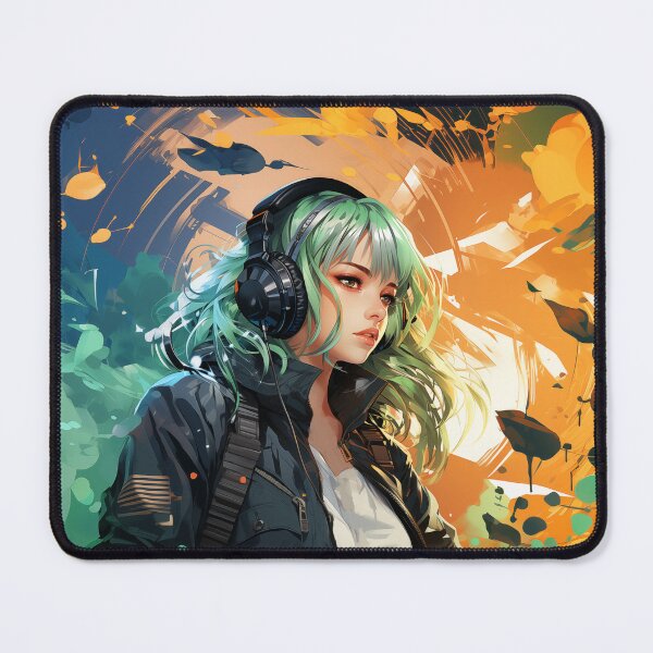 Item preview, Green-Haired Anime Girl With Headphones designed and sold by CoryDS.