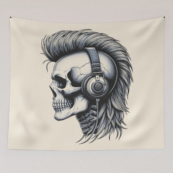 Item preview, Skull wearing Headphones #25 designed and sold by elektronen.