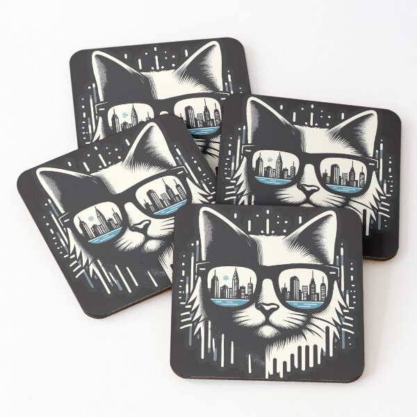 Item preview, Urban Feline Elegance - Cat with Sunglasses and City View designed and sold by diegomenjivar92.
