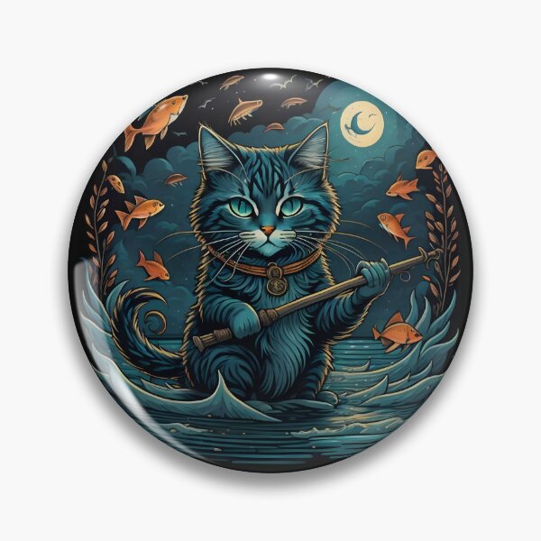 Item preview, Cat Fishing Under Moonshine designed and sold by FunShuiGB.